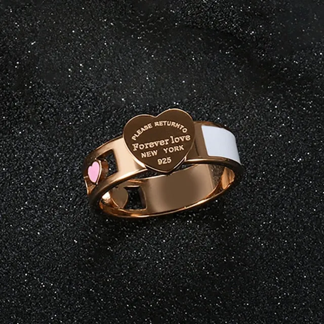 Hollow Colorful Enamel Heart Ring