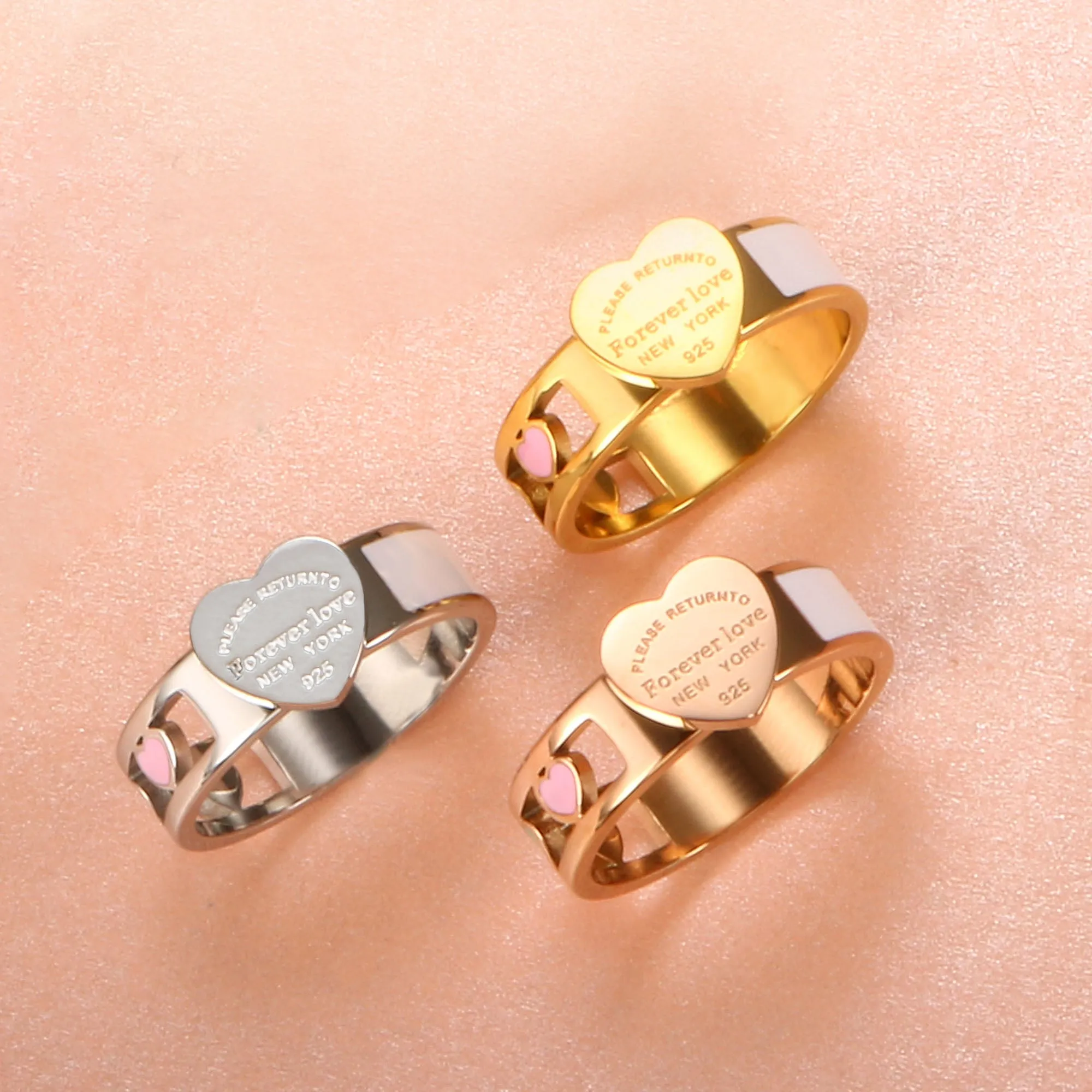 Hollow Colorful Enamel Heart Ring