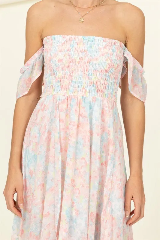 HYFVE Pastel Florals Smocked Midi Dress
