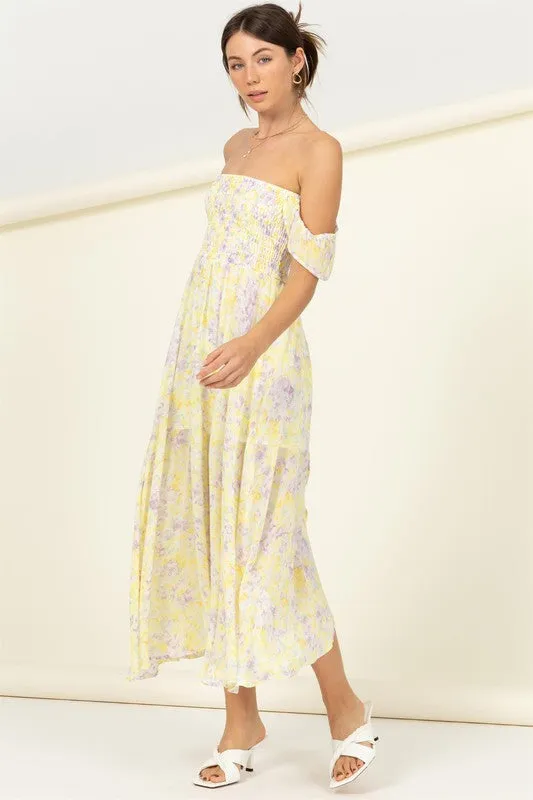 HYFVE Pastel Florals Smocked Midi Dress