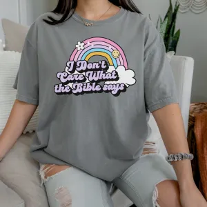 I don't care what the Bible says Grey Graphic Tee