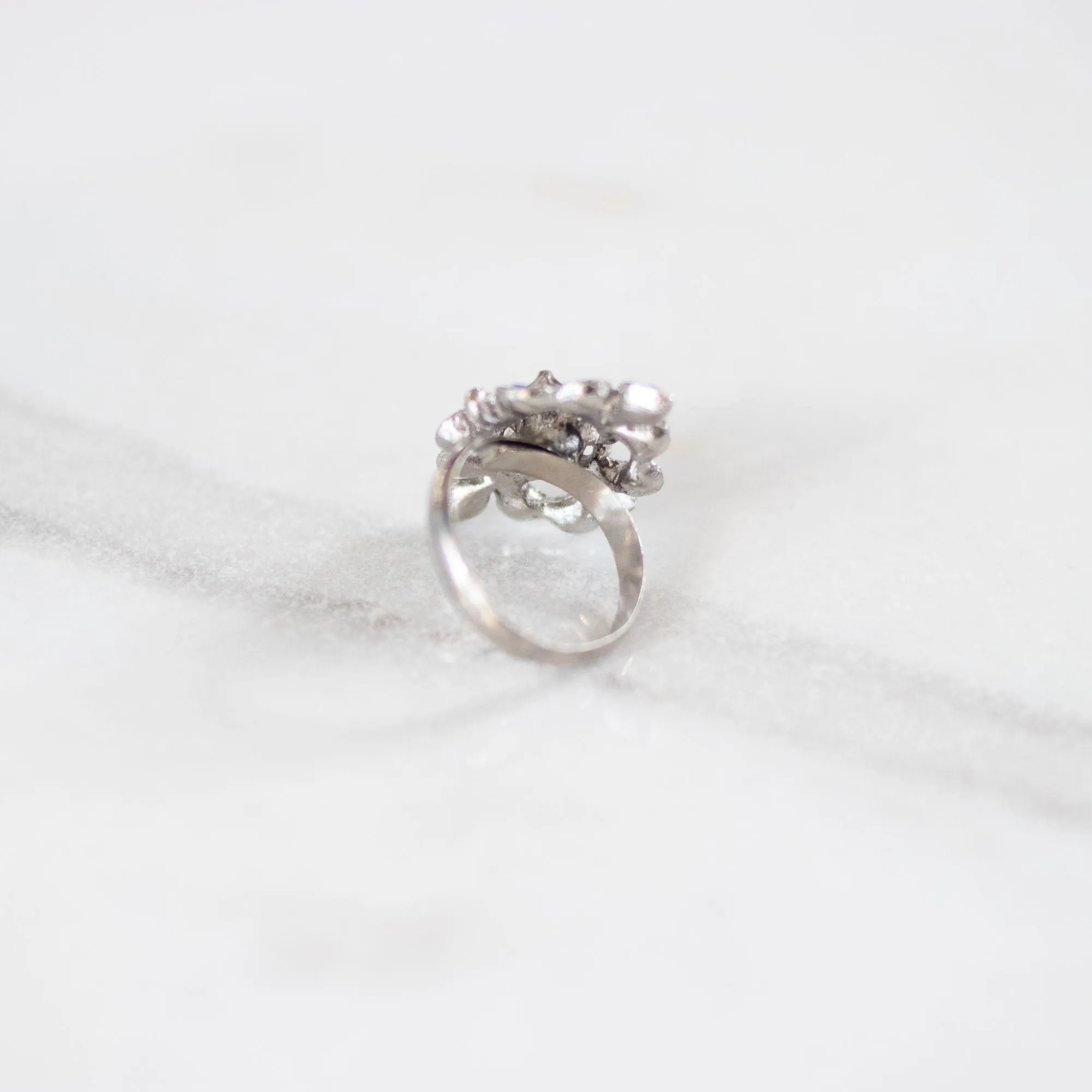 Ice Blue Filigree Statement Ring