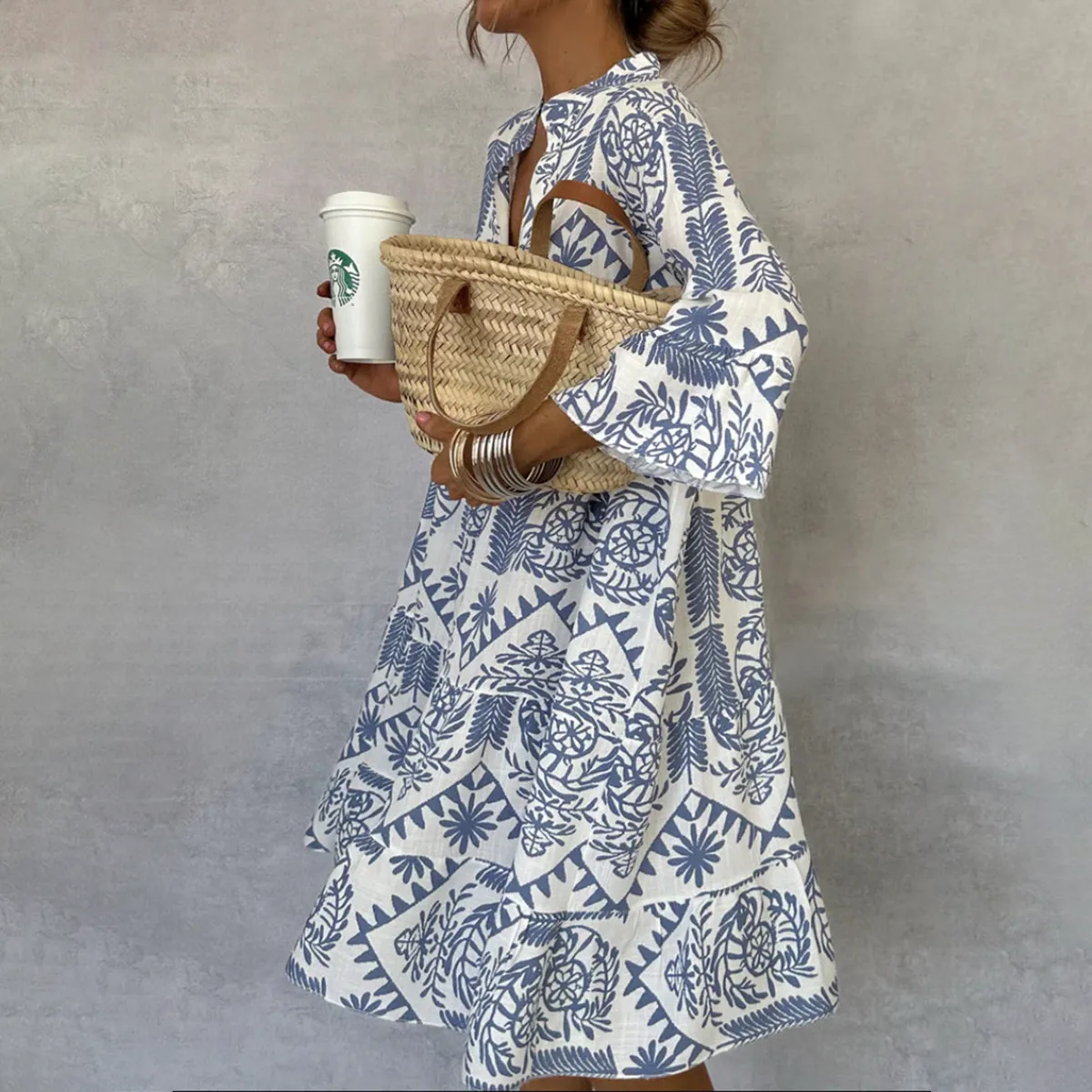 IDALINA FASHION PRINT DRESS
