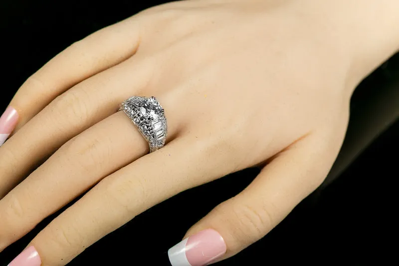 Iris Round CZ Milgrain Engagement Ring | 4.5ct
