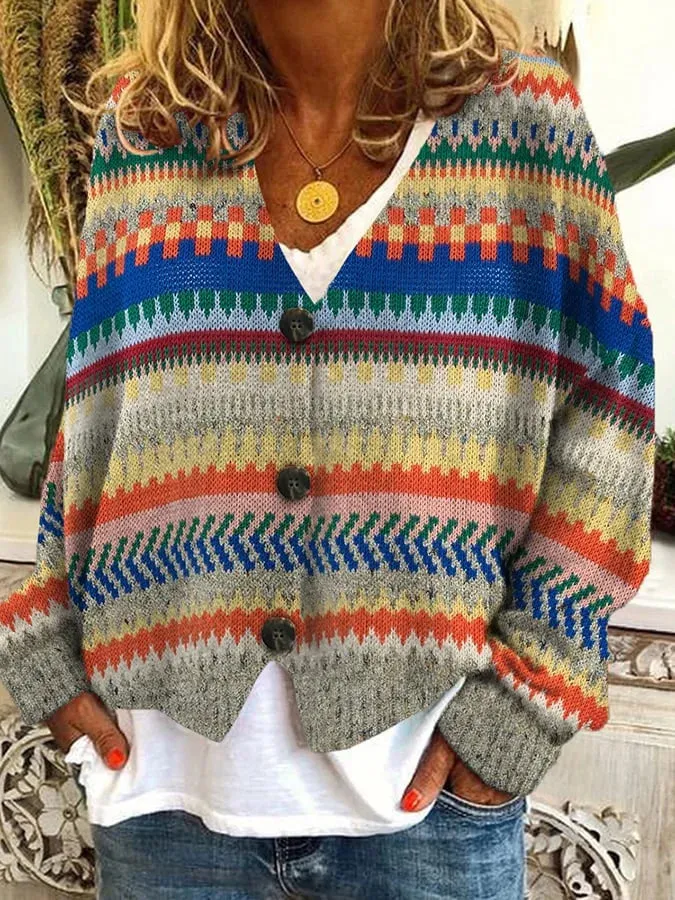 Ismara - Comfortable and Striped Cardigan