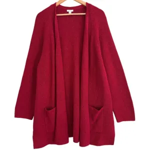 J. JILL Silk Blend Relaxed Fit Boho Casual Cozy Open Front Sweater Cardigan 2X