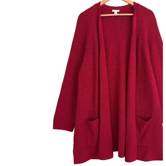 J. JILL Silk Blend Relaxed Fit Boho Casual Cozy Open Front Sweater Cardigan 2X