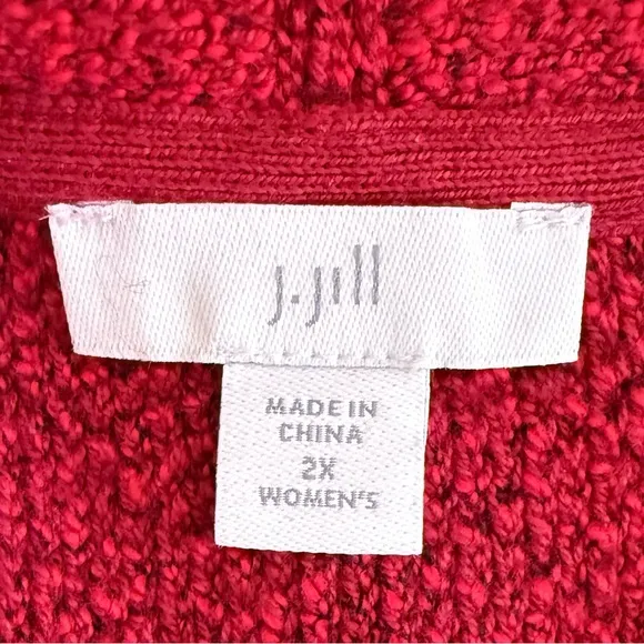 J. JILL Silk Blend Relaxed Fit Boho Casual Cozy Open Front Sweater Cardigan 2X