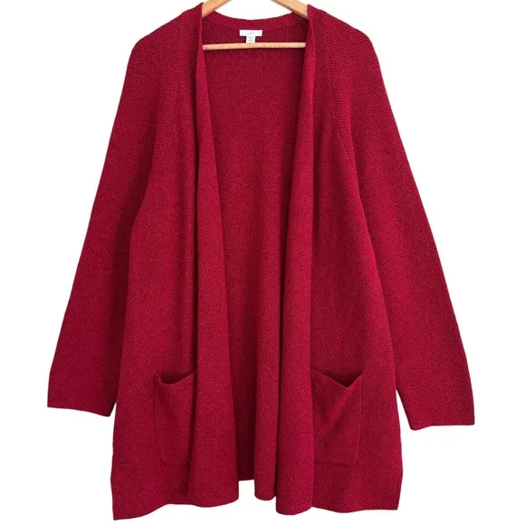 J. JILL Silk Blend Relaxed Fit Boho Casual Cozy Open Front Sweater Cardigan 2X