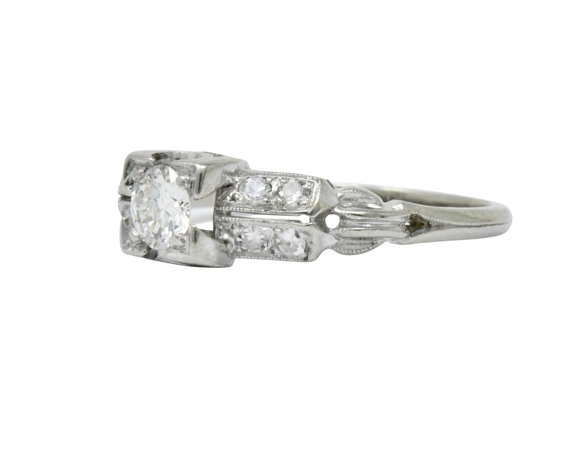 Jabel Retro 0.40 CTW Diamond 18 Karat White Gold Engagement Ring