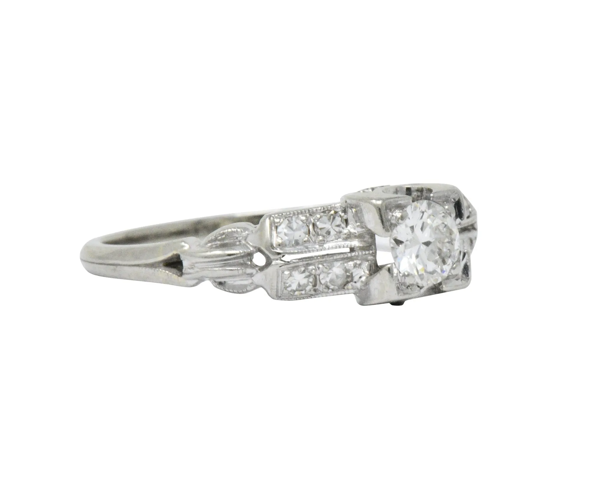 Jabel Retro 0.40 CTW Diamond 18 Karat White Gold Engagement Ring