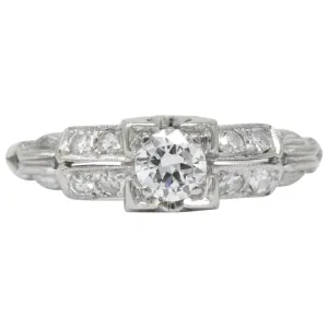 Jabel Retro 0.40 CTW Diamond 18 Karat White Gold Engagement Ring