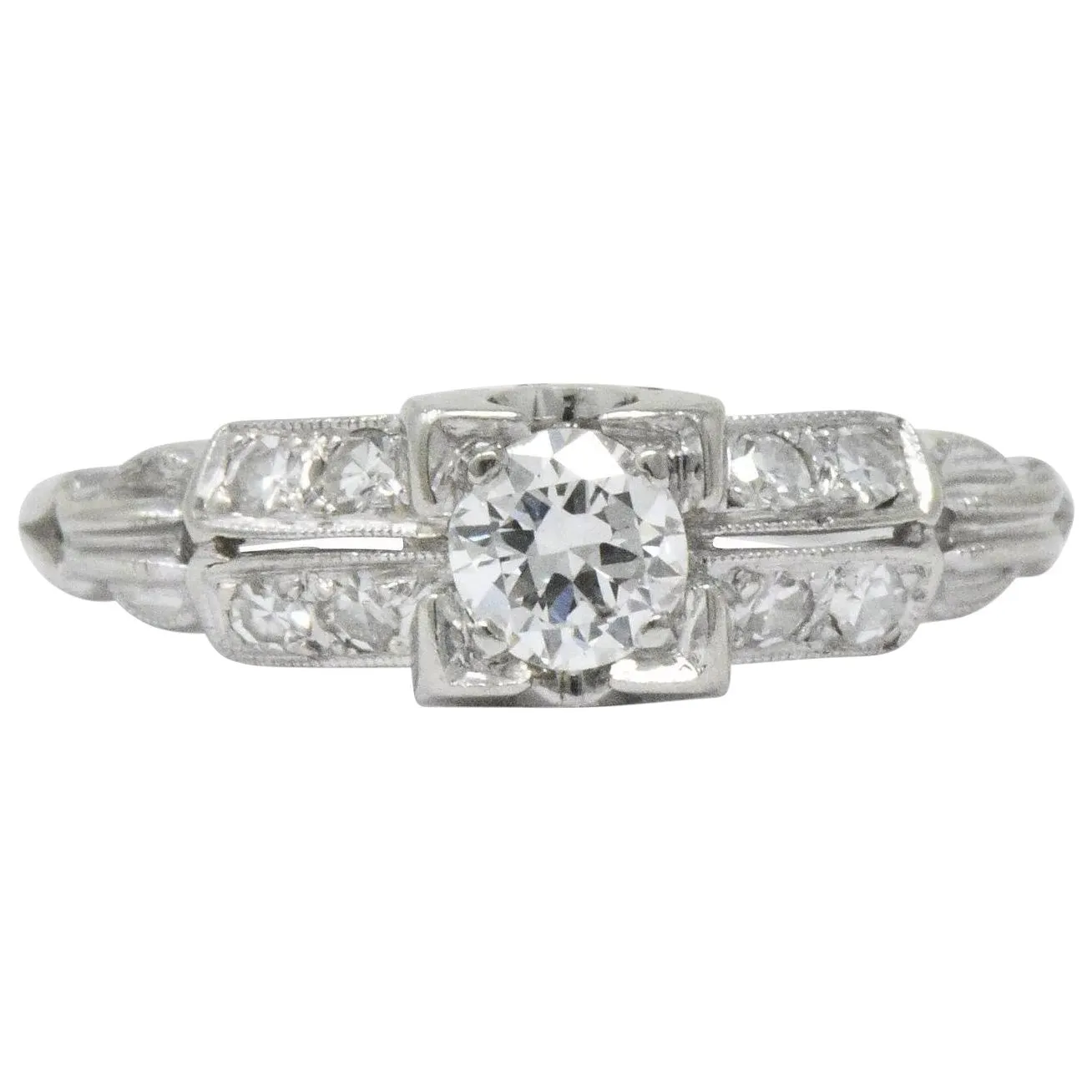 Jabel Retro 0.40 CTW Diamond 18 Karat White Gold Engagement Ring