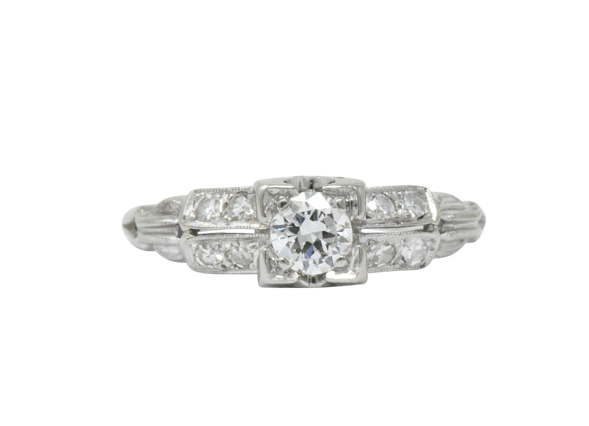 Jabel Retro 0.40 CTW Diamond 18 Karat White Gold Engagement Ring