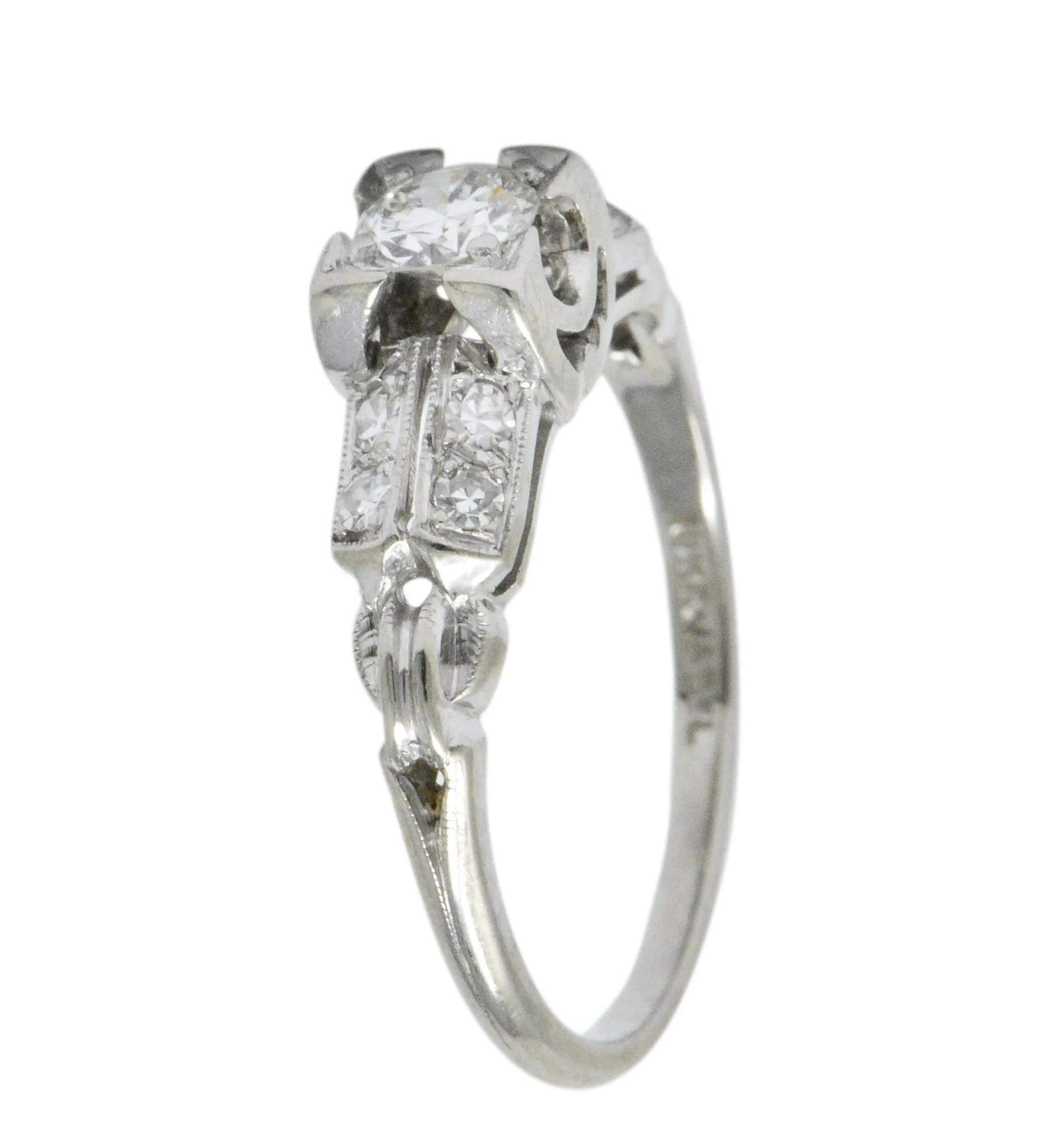 Jabel Retro 0.40 CTW Diamond 18 Karat White Gold Engagement Ring