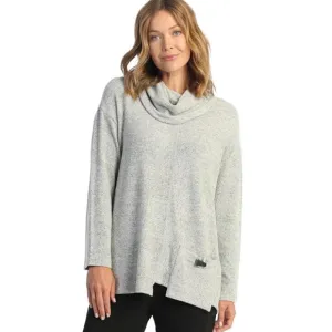 Jess &amp; Jane 3X Cowl Neck Tunic Top Heather Gray Asymmetric Hem 3X