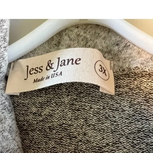 Jess &amp; Jane 3X Cowl Neck Tunic Top Heather Gray Asymmetric Hem 3X