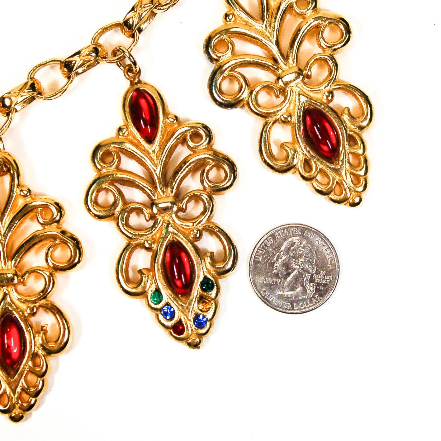 Jewel Tone Charm Statement Necklace by Escada