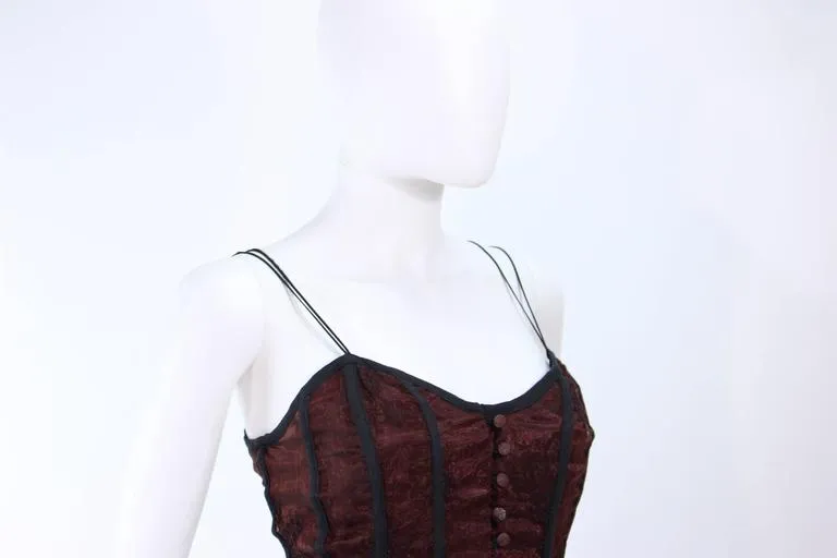 KAAT TILLY Brown Crinkled Lace Corset Lace Gown Size 36