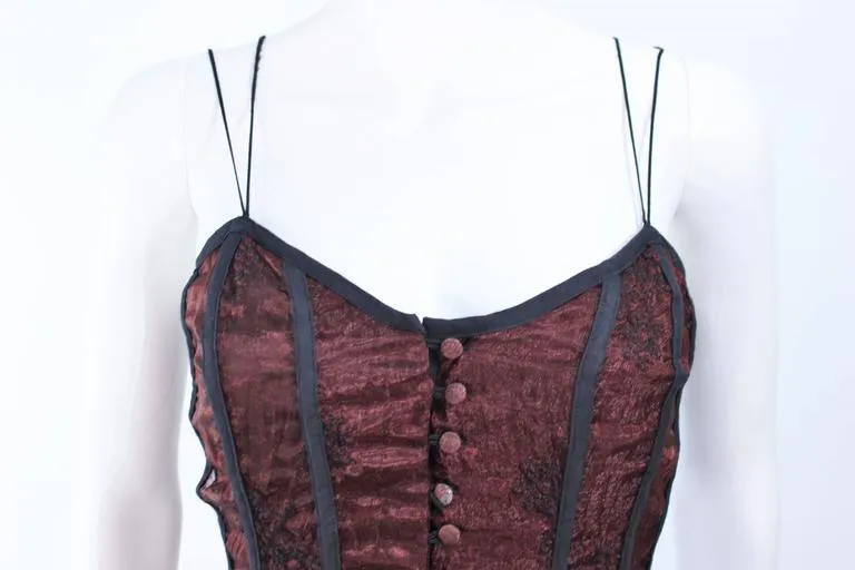 KAAT TILLY Brown Crinkled Lace Corset Lace Gown Size 36