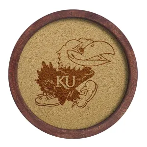 Kansas Jayhawks: "Faux" Barrel Framed Cork Board