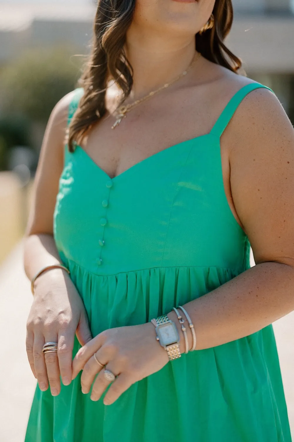 Kendall Kelly Green Tiered Midi Dress (S-3XL)