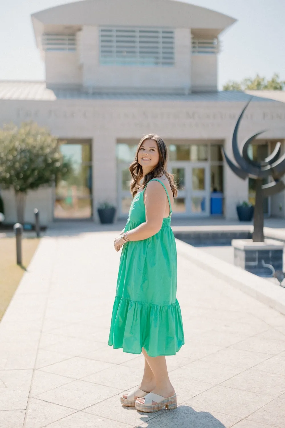 Kendall Kelly Green Tiered Midi Dress (S-3XL)