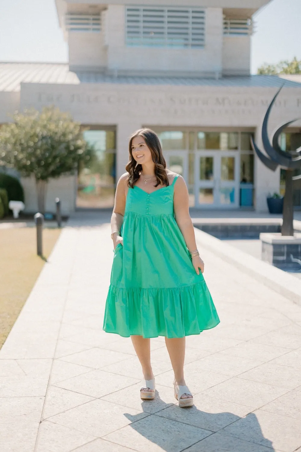 Kendall Kelly Green Tiered Midi Dress (S-3XL)