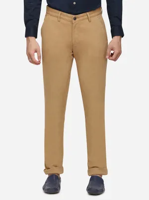 Khaki Solid Uno Fit Casual Trouser | JadeBlue