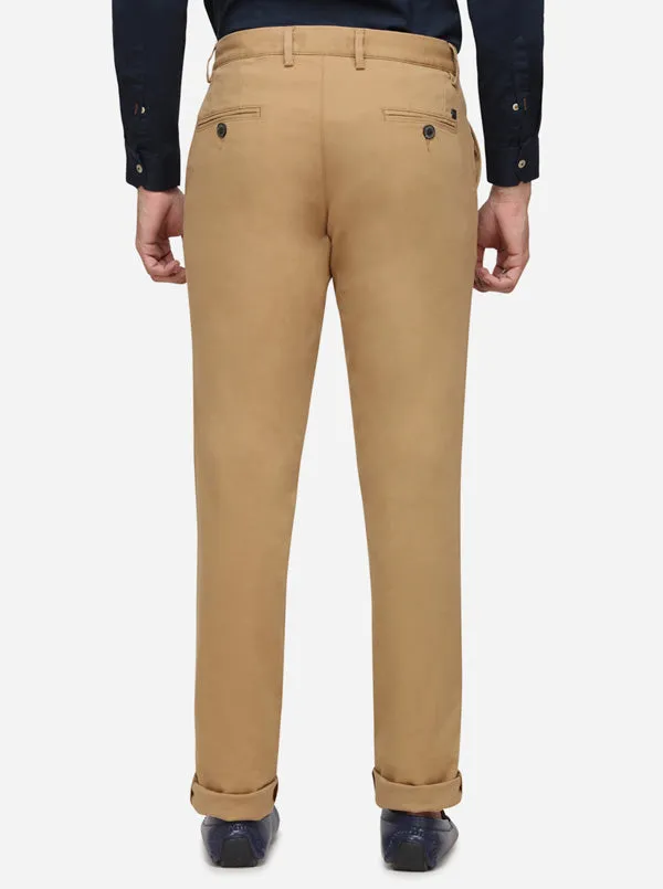 Khaki Solid Uno Fit Casual Trouser | JadeBlue