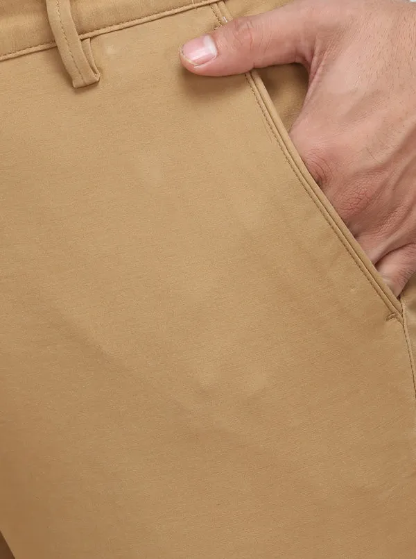 Khaki Solid Uno Fit Casual Trouser | JadeBlue