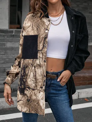 KHD Collared Neck Contrast Color Dropped Shoulder Shirt