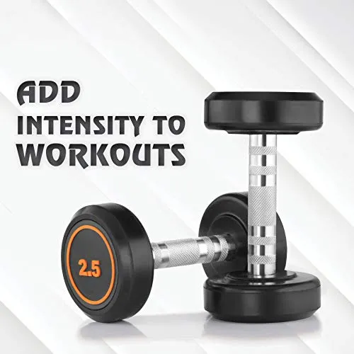 Klikfit Rubber Dumbbells, 2.5 KG (Black) (2.5kg x 2pcs)