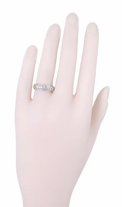 Knollwood Art Deco Wide Diamond Antique Wedding Band in Platinum - Size 6
