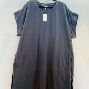 Known Supply Stella Weathered Black Short Cuffed Sleeve T-Shirt Dress Plus SZ2XL
