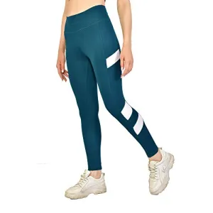 Kopykat Fourway Lycra Spandex Highwaist Sports Gym Yoga Tights for Women (kop-51) (Teal Blue - 3XL)