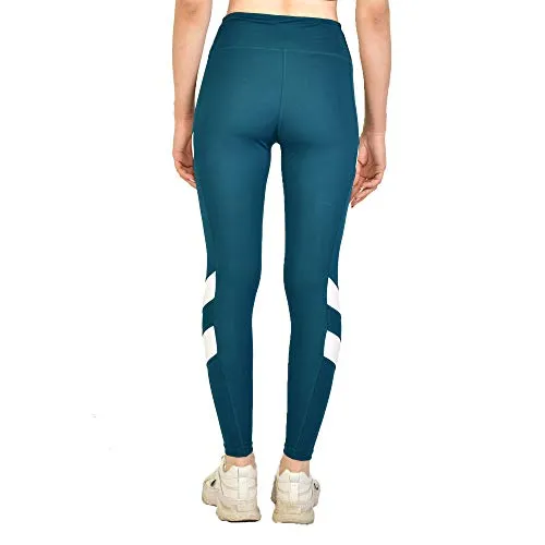 Kopykat Fourway Lycra Spandex Highwaist Sports Gym Yoga Tights for Women (kop-51) (Teal Blue - 3XL)