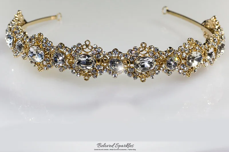 Kylie Oval Cluster Gold Headband | Swarovski Crystal