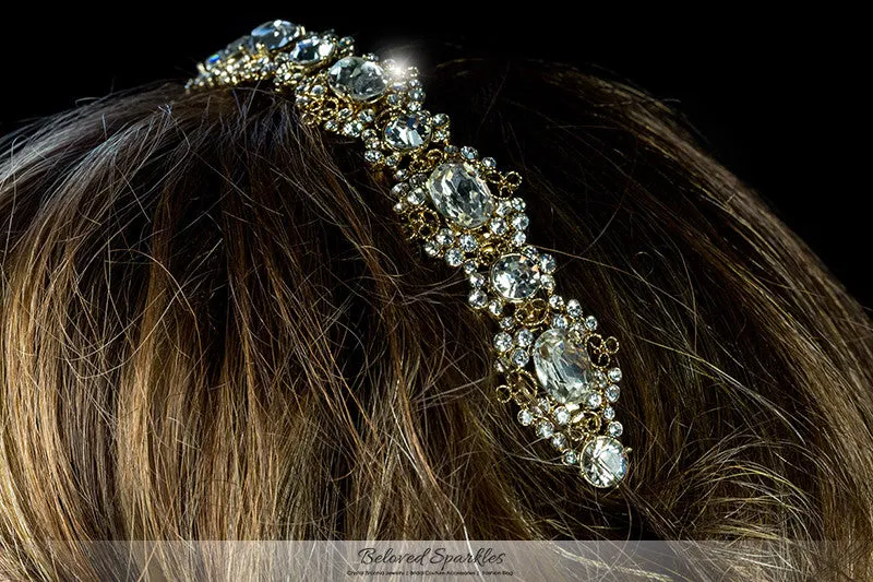 Kylie Oval Cluster Gold Headband | Swarovski Crystal