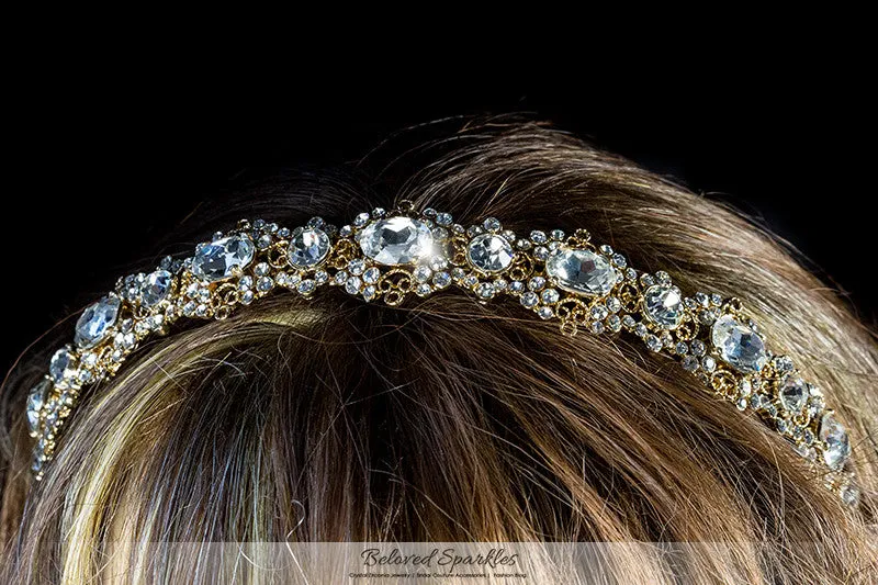 Kylie Oval Cluster Gold Headband | Swarovski Crystal