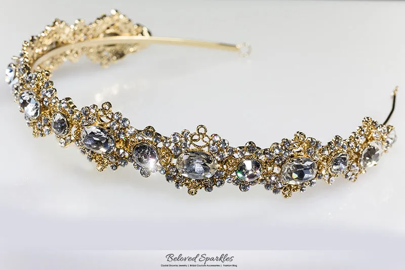 Kylie Oval Cluster Gold Headband | Swarovski Crystal