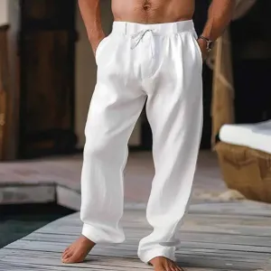 Laid-Back Comfort – Men’s Cotton & Linen Straight-Leg Pants