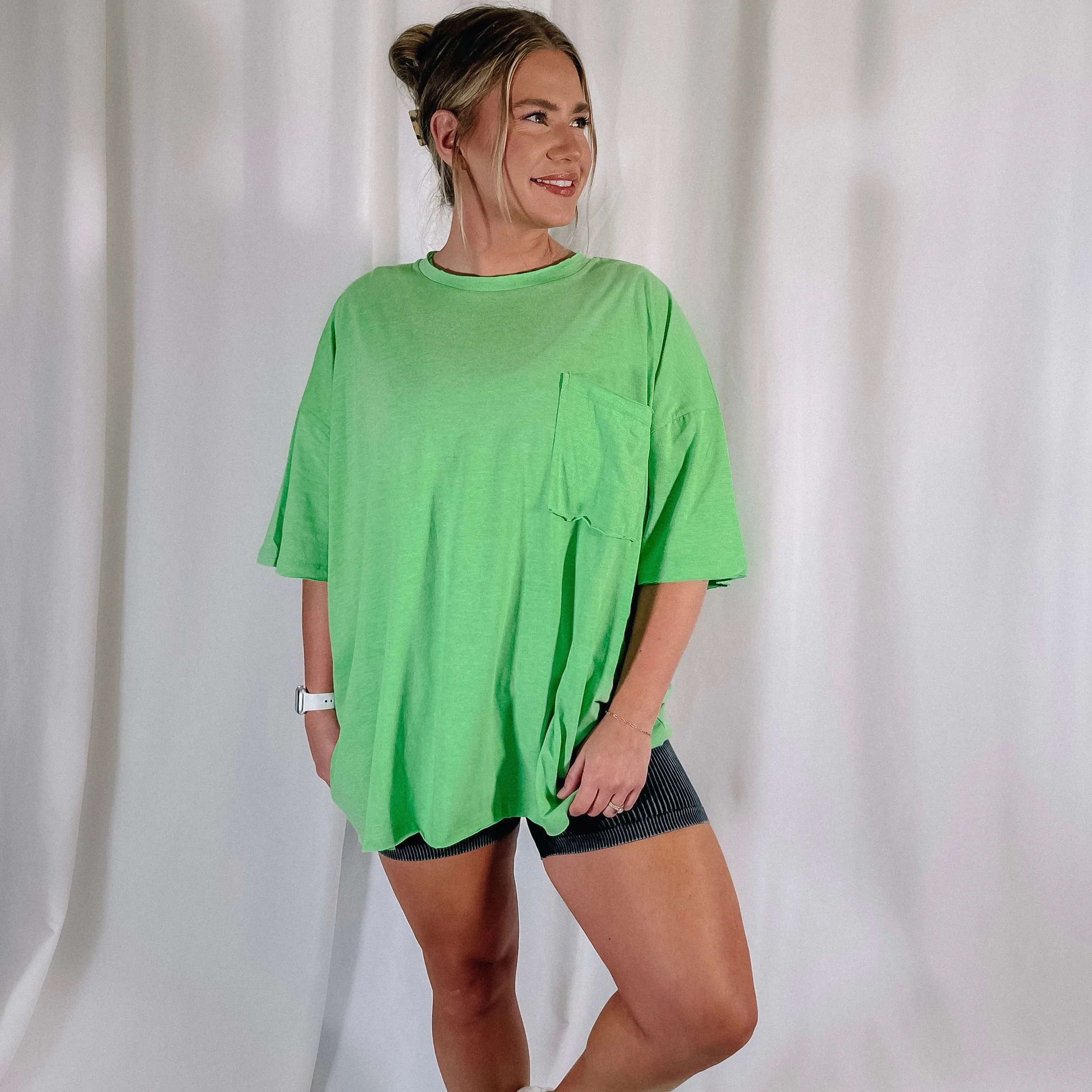 Laid Back Oversized Boyfriend Tee - Lime