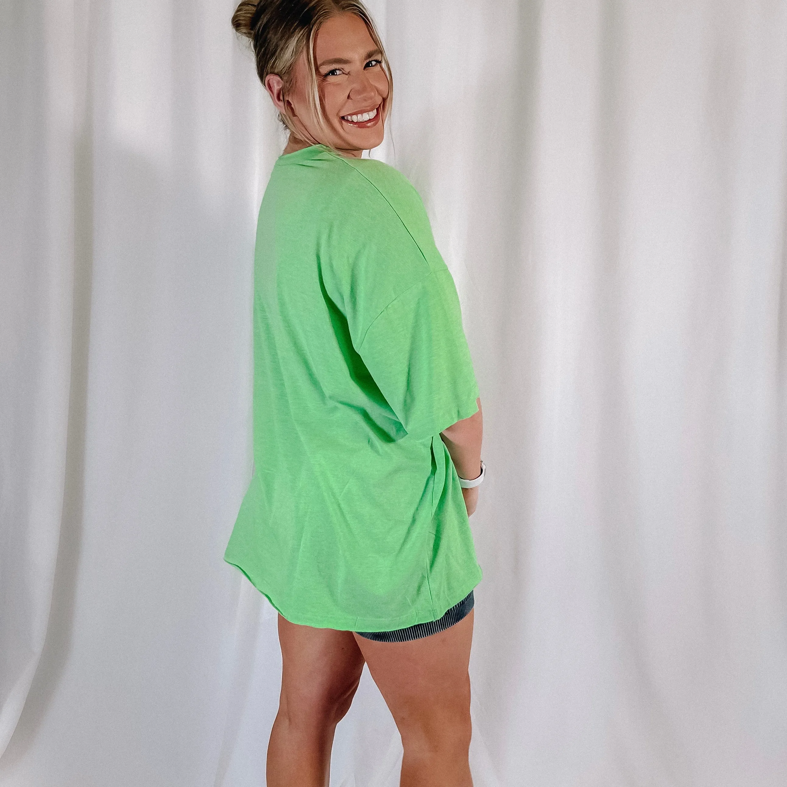 Laid Back Oversized Boyfriend Tee - Lime