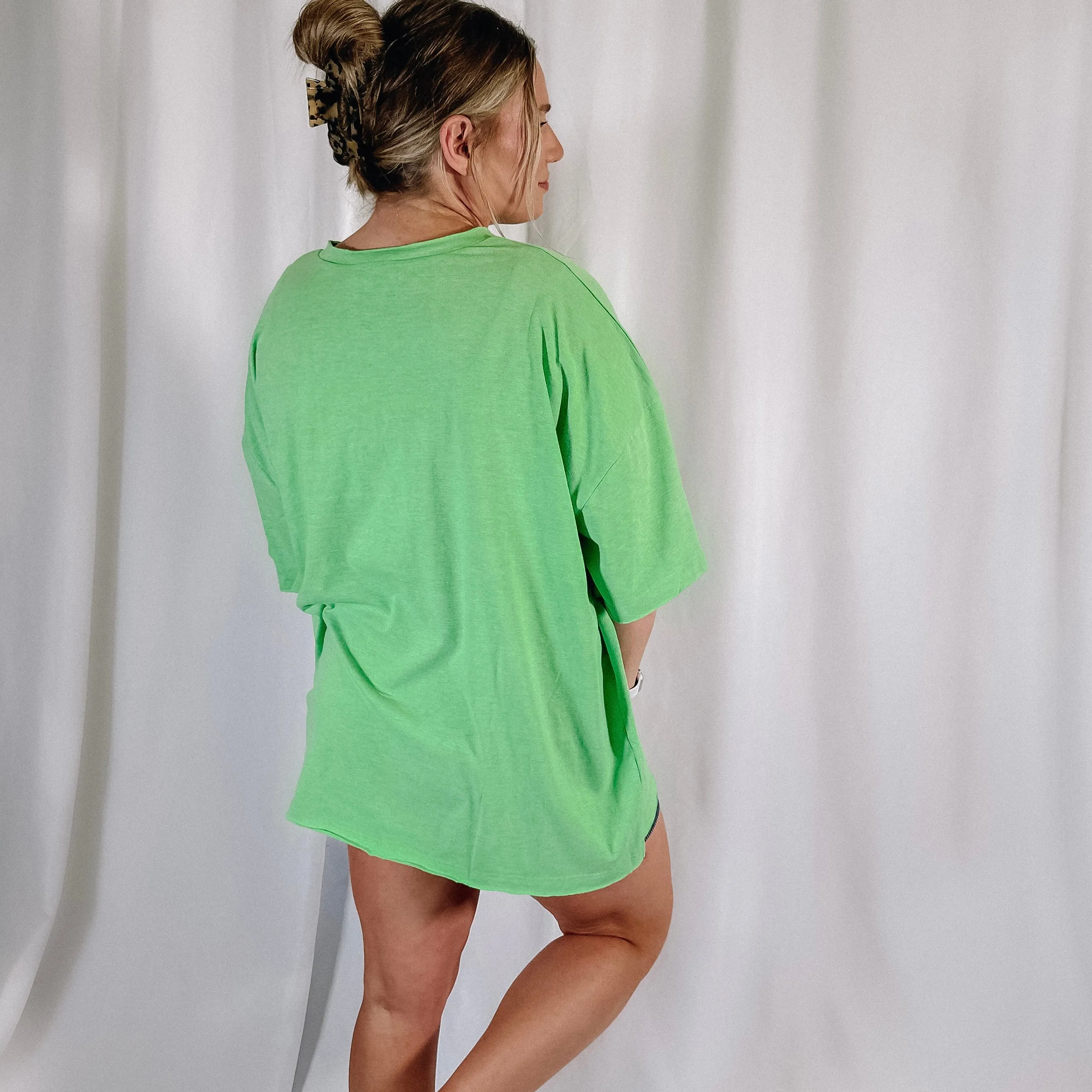 Laid Back Oversized Boyfriend Tee - Lime