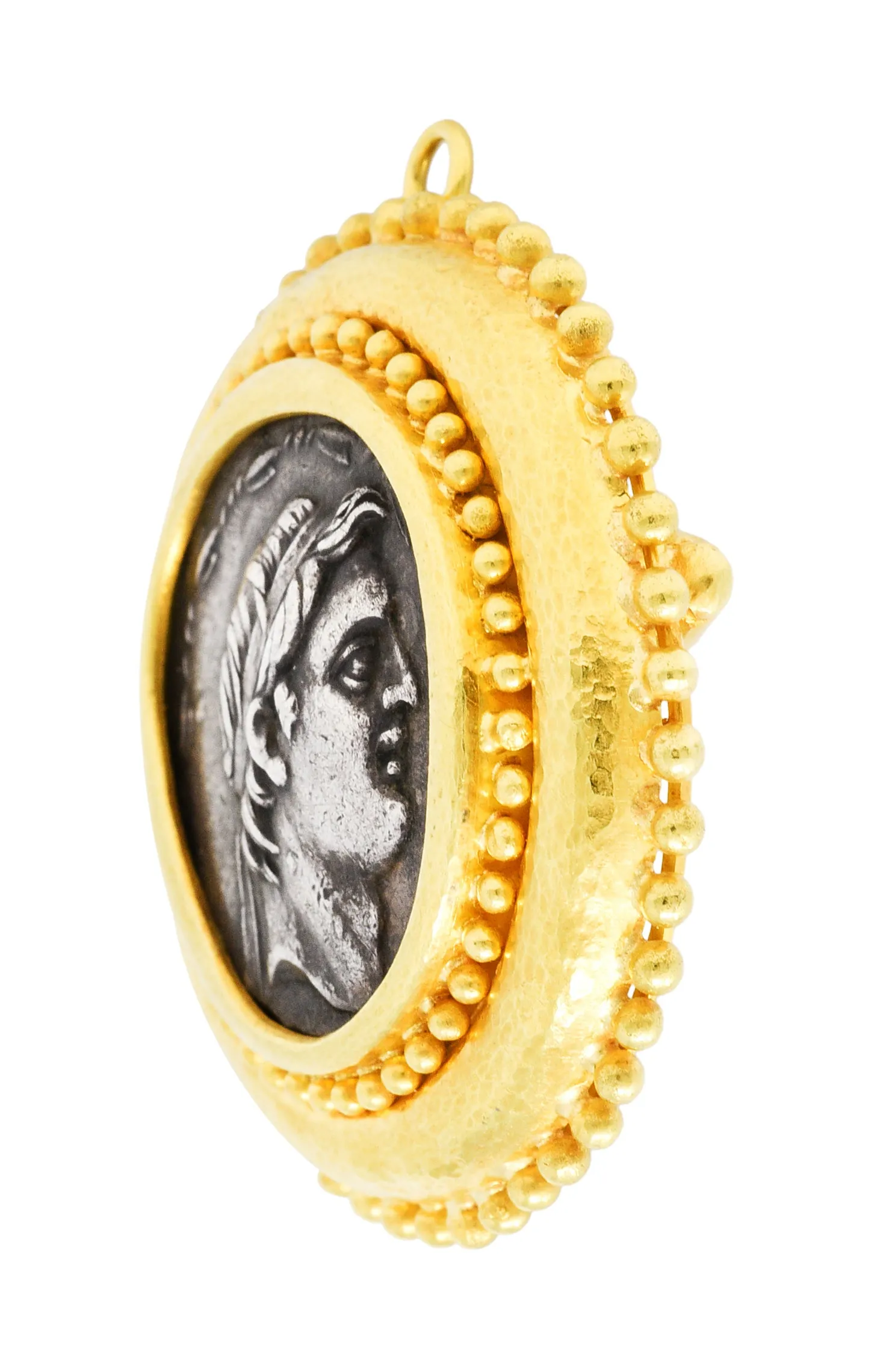 Large Elizabeth Locke Silver 18 Karat Gold Greek Ancient Coin Pendant Brooch
