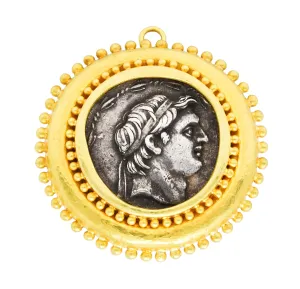 Large Elizabeth Locke Silver 18 Karat Gold Greek Ancient Coin Pendant Brooch