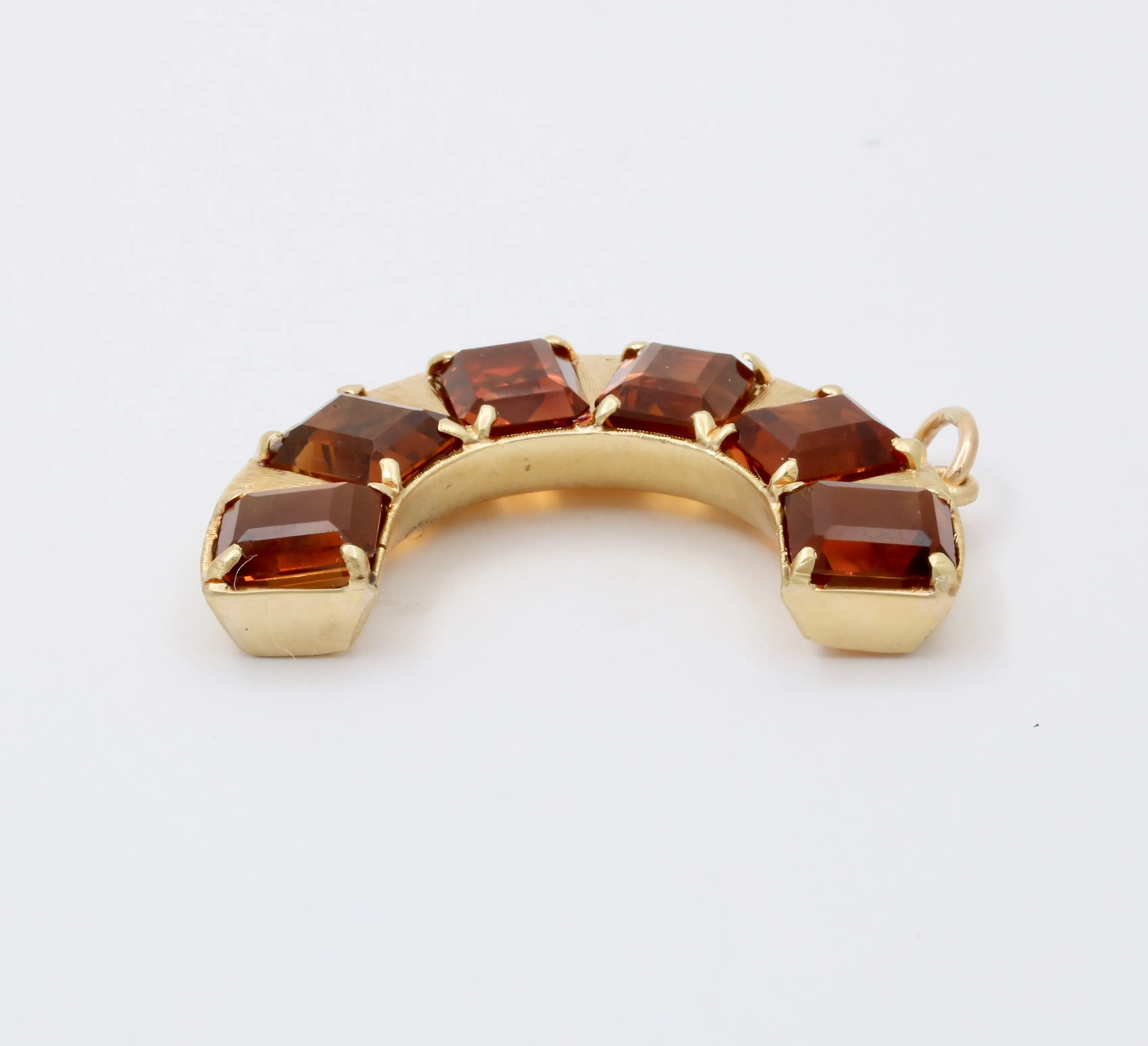 Large Vintage 18K Gold, Madeira Citrine Initial “C” Pendant, Statement Charm