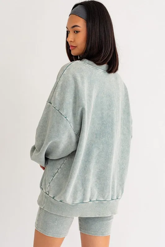 LE LIS Washed Oversized Pullover
