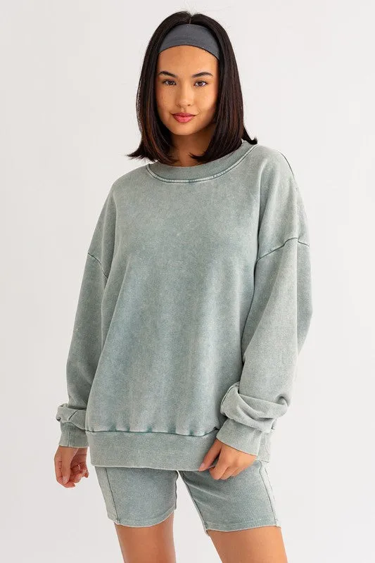 LE LIS Washed Oversized Pullover